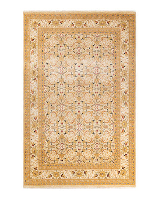 Traditional Mogul Ivory Wool Area Rug 6' 0" x 9' 3" - Solo Rugs