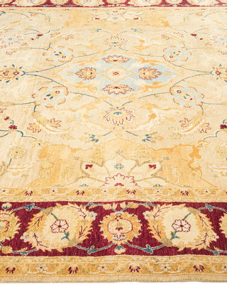 Traditional Mogul Yellow Wool Area Rug 6' 2" x 8' 10" - Solo Rugs