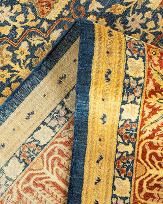 Traditional Mogul Blue Wool Area Rug 9' 2" x 11' 7" - Solo Rugs