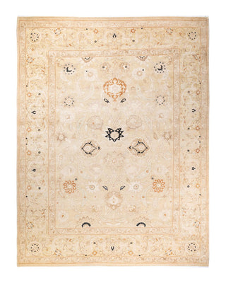 Contemporary Eclectic Ivory Wool Area Rug 9' 3" x 12' 2" - Solo Rugs