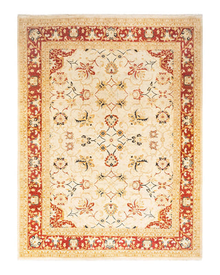 Contemporary Eclectic Ivory Wool Area Rug 8' 0" x 10' 5" - Solo Rugs