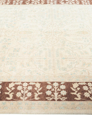 Contemporary Eclectic Ivory Wool Area Rug 5' 10" x 9' 1" - Solo Rugs