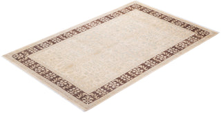 Contemporary Eclectic Ivory Wool Area Rug 5' 10" x 9' 1" - Solo Rugs