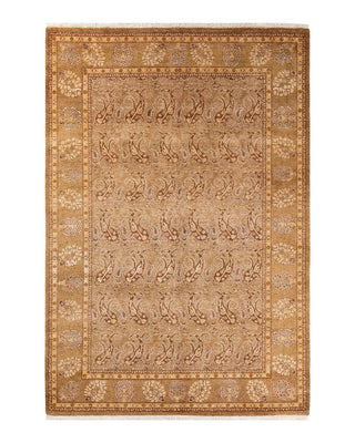 Contemporary Eclectic Yellow Wool Area Rug 6' 1" x 8' 8" - Solo Rugs