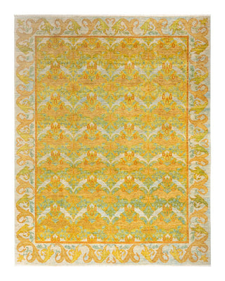 Contemporary Arts & Crafts Green Wool Area Rug 8' 1" x 10' 0" - Solo Rugs