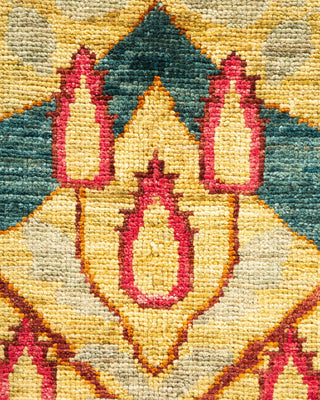 Contemporary Arts & Crafts Green Wool Area Rug 6' 2" x 9' 5" - Solo Rugs