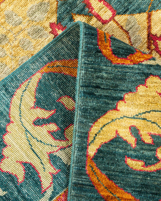 Contemporary Arts & Crafts Green Wool Area Rug 6' 2" x 9' 5" - Solo Rugs
