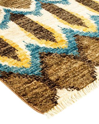 Contemporary Modern Green Wool Area Rug 4' 0" x 6' 1" - Solo Rugs
