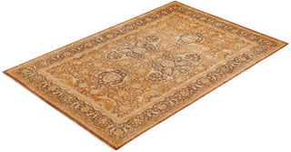 Traditional Mogul Yellow Wool Area Rug 6' 3" x 9' 3" - Solo Rugs