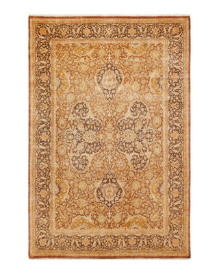 Traditional Mogul Yellow Wool Area Rug 6' 3" x 9' 3" - Solo Rugs