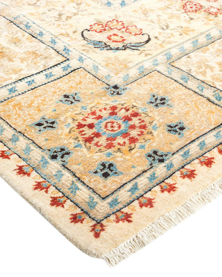 Traditional Mogul Ivory Wool Area Rug 6' 2" x 9' 1" - Solo Rugs