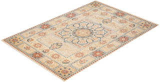 Traditional Mogul Ivory Wool Area Rug 6' 2" x 9' 1" - Solo Rugs