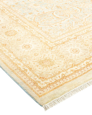 Traditional Mogul Light Blue Wool Area Rug 6' 1" x 9' 2" - Solo Rugs
