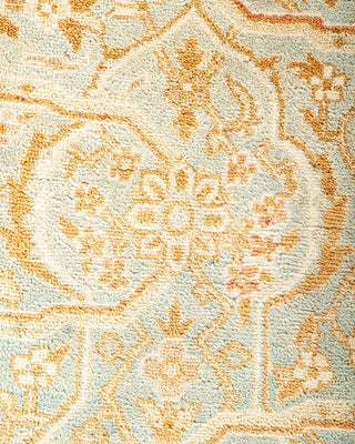 Traditional Mogul Light Blue Wool Area Rug 6' 1" x 9' 2" - Solo Rugs