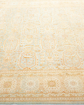 Traditional Mogul Light Blue Wool Area Rug 6' 1" x 9' 2" - Solo Rugs