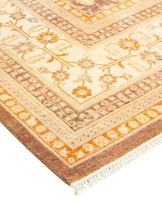 Traditional Mogul Yellow Wool Area Rug 6' 1" x 8' 10" - Solo Rugs