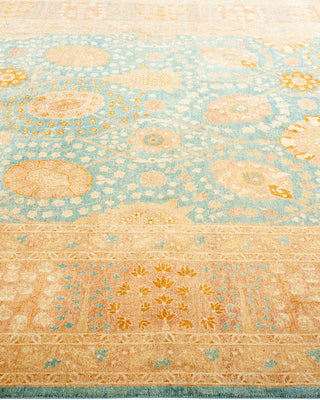 Traditional Mogul Light Blue Wool Area Rug 6' 3" x 8' 10" - Solo Rugs