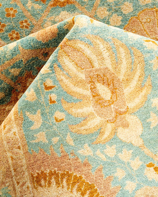 Traditional Mogul Light Blue Wool Area Rug 6' 3" x 8' 10" - Solo Rugs