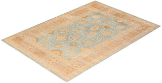 Traditional Mogul Light Blue Wool Area Rug 6' 3" x 8' 10" - Solo Rugs