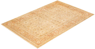 Traditional Mogul Light Gray Wool Area Rug 6' 3" x 9' 2" - Solo Rugs