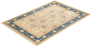 Traditional Mogul Ivory Wool Area Rug 6' 1" x 8' 10" - Solo Rugs