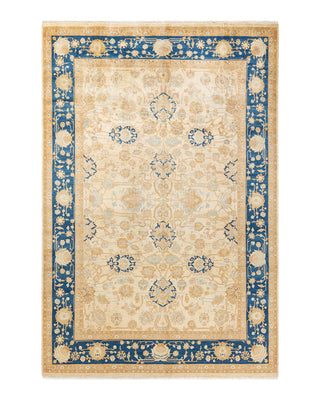 Traditional Mogul Ivory Wool Area Rug 6' 1" x 8' 10" - Solo Rugs