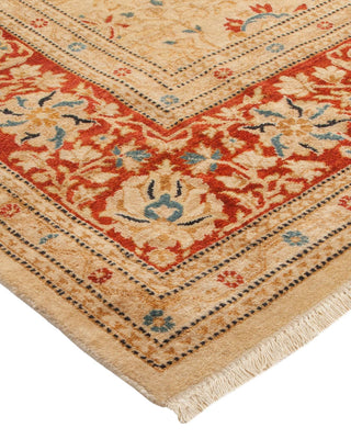 Traditional Mogul Ivory Wool Area Rug 6' 1" x 8' 10" - Solo Rugs