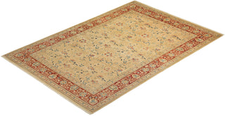 Traditional Mogul Ivory Wool Area Rug 6' 1" x 8' 10" - Solo Rugs