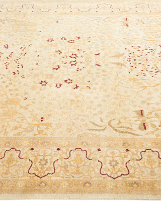 Traditional Mogul Ivory Wool Area Rug 6' 0" x 8' 9" - Solo Rugs
