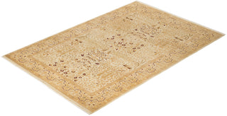 Traditional Mogul Ivory Wool Area Rug 6' 0" x 8' 9" - Solo Rugs