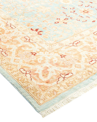 Traditional Mogul Light Blue Wool Area Rug 6' 0" x 8' 7" - Solo Rugs