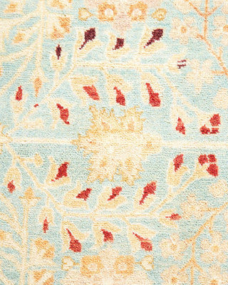 Traditional Mogul Light Blue Wool Area Rug 6' 0" x 8' 7" - Solo Rugs