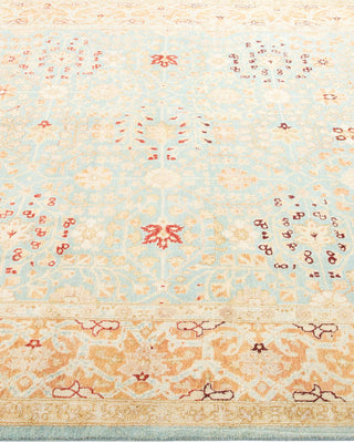 Traditional Mogul Light Blue Wool Area Rug 6' 0" x 8' 7" - Solo Rugs