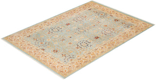 Traditional Mogul Light Blue Wool Area Rug 6' 0" x 8' 7" - Solo Rugs