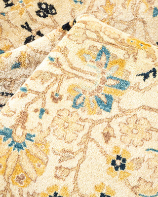 Traditional Mogul Ivory Wool Area Rug 6' 1" x 8' 10" - Solo Rugs