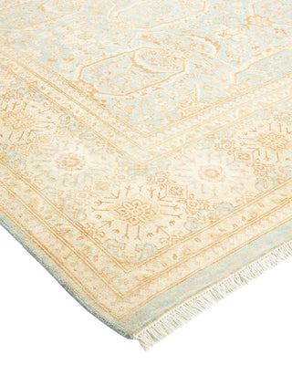 Traditional Mogul Light Blue Wool Area Rug 6' 0" x 8' 10" - Solo Rugs