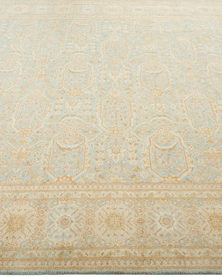 Traditional Mogul Light Blue Wool Area Rug 6' 0" x 8' 10" - Solo Rugs
