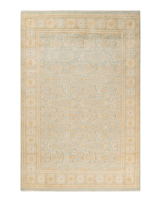 Traditional Mogul Light Blue Wool Area Rug 6' 0" x 8' 10" - Solo Rugs