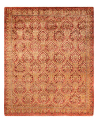 Traditional Mogul Pink Wool Area Rug 8' 0" x 9' 8" - Solo Rugs