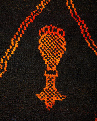 Bohemian Moroccan Black Wool Area Rug 3' 10" x 6' 1" - Solo Rugs