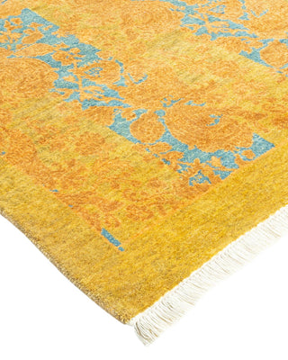 Traditional Mogul Green Wool Area Rug 9' 3" x 12' 3" - Solo Rugs