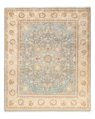 Contemporary Eclectic Light Blue Wool Area Rug 8' 0" x 9' 7" - Solo Rugs