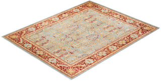 Contemporary Eclectic Light Blue Wool Area Rug 8' 0" x 10' 1" - Solo Rugs