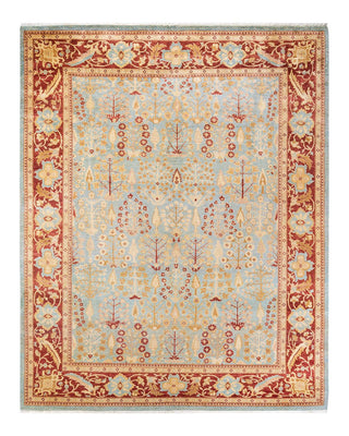 Contemporary Eclectic Light Blue Wool Area Rug 8' 0" x 10' 1" - Solo Rugs