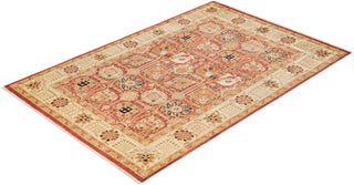 Contemporary Eclectic Orange Wool Area Rug 5' 10" x 8' 10" - Solo Rugs