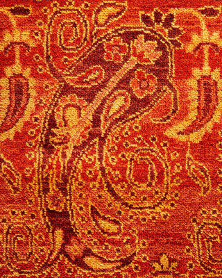 Contemporary Eclectic Orange Wool Area Rug 9' 0" x 12' 5" - Solo Rugs