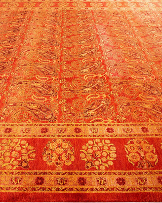 Contemporary Eclectic Orange Wool Area Rug 9' 0" x 12' 5" - Solo Rugs