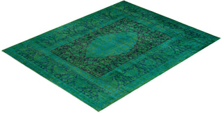 Contemporary Fine Vibrance Green Wool Area Rug 9' 1" x 11' 4" - Solo Rugs