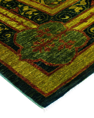 Contemporary Fine Vibrance Green Wool Area Rug 8' 10" x 11' 9" - Solo Rugs