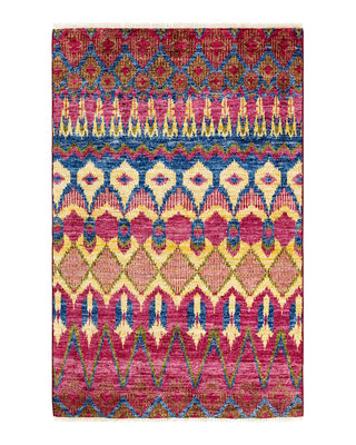 Contemporary Modern Purple Wool Area Rug 3' 10" x 6' 2" - Solo Rugs